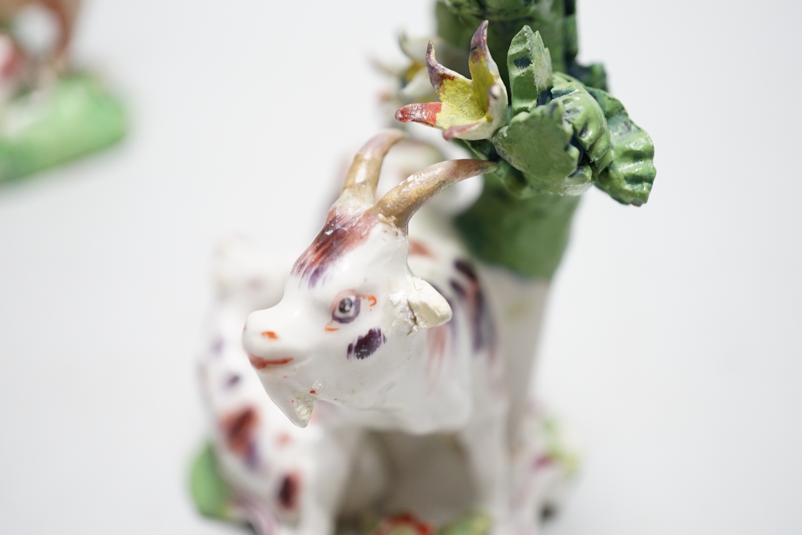 Two Derby bocage groups of a goat and kid and a cow and calf, c.1765-70